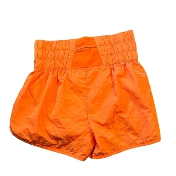 Free People Burning Up Neon Orange High Rise Ruched The Way Home Short Size M - Picture 6 of 15